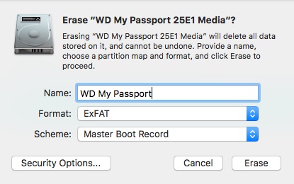 formatting wd passport drive for mac